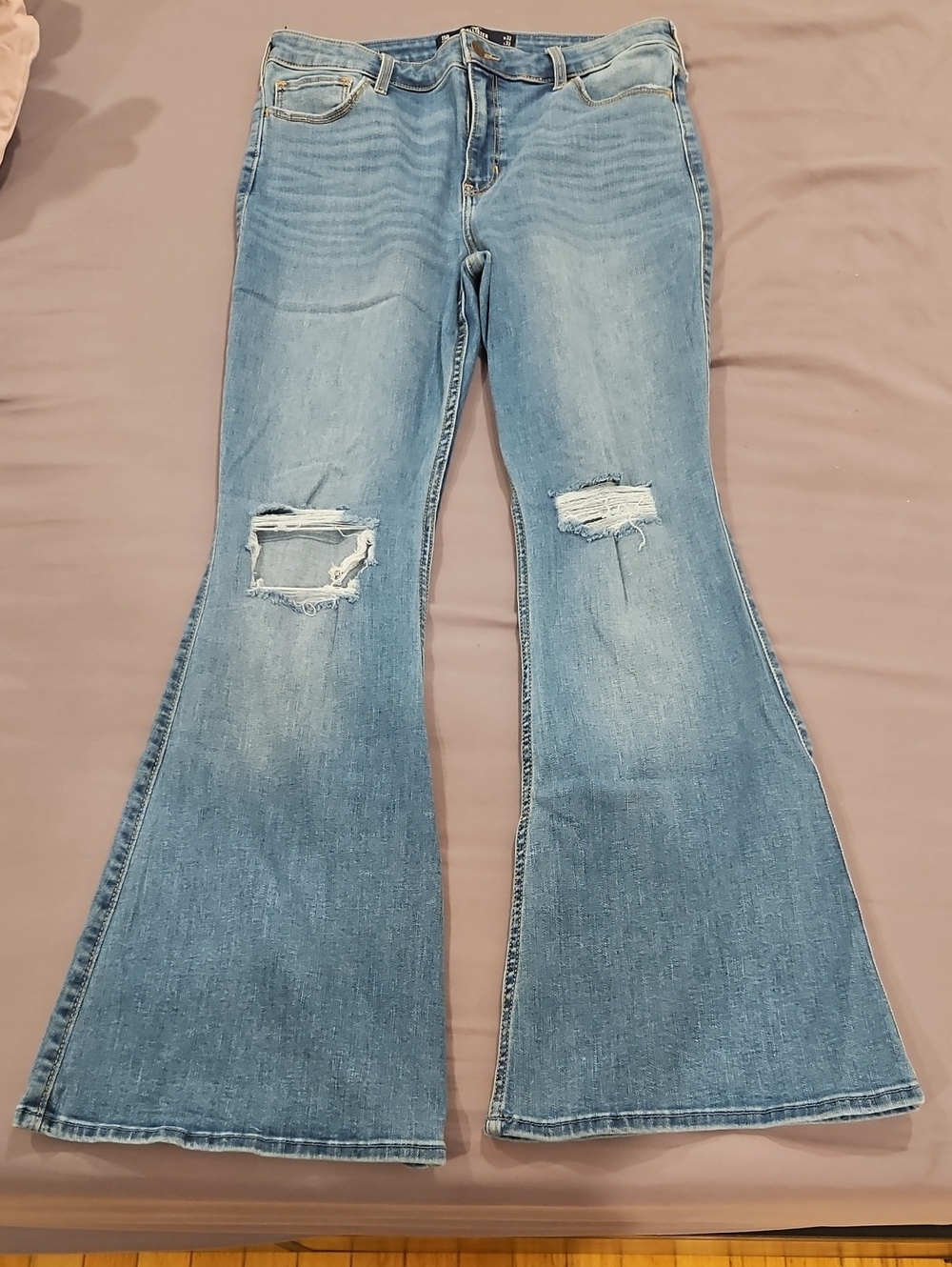 Hollister Light Blue Distressed Flare Jeans